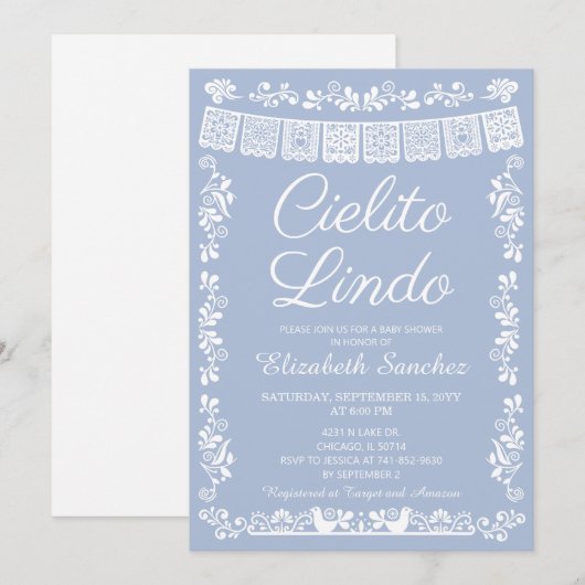 Cielito Lindo Mexican Fiesta Baby Shower 招待状 (正面/裏面)