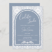 Cielito Lindo Mexican Folk Art Blue Invitation シーズンカード (正面/裏面)