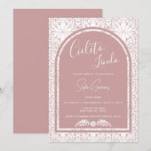 Cielito Lindo Mexican Folk Art Pink Invitation シーズンカード (正面/裏面)