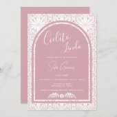 Cielito Lindo Mexican Folk Art Pink Invitation シーズンカード (正面/裏面)