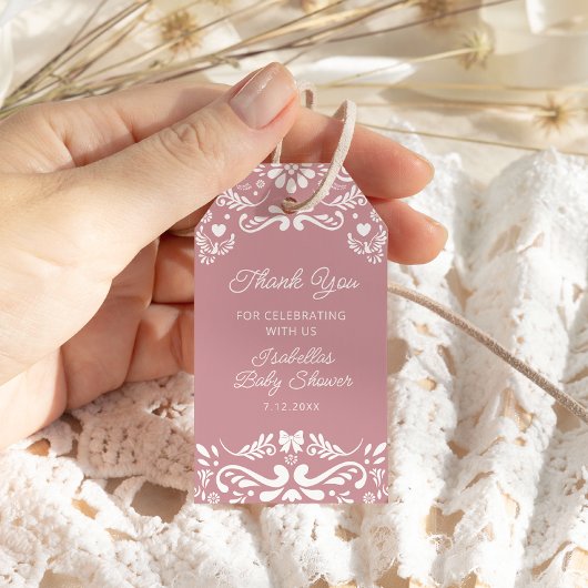 Cielito Lindo Mexican Girl Baby Shower Thank You ギフトタグ
