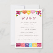 Cielito Lindo Mexican Papel Picado Floral  出欠カード (正面)