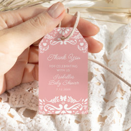 Cielito Lindo Mexican Pink Baby Shower Thank You ギフトタグ