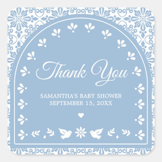 Cielito Lindo Papel Picado Baby Shower スクエアシール (正面)