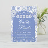 Cielito Lindo Papel Picado Boy Baby Shower Blue 招待状 (スタンド正面)