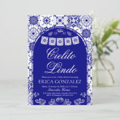 Cielito Lindo Papel Picado Boy Baby Shower Navy 招待状 (スタンド正面)