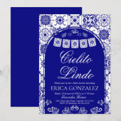 Cielito Lindo Papel Picado Boy Baby Shower Navy 招待状 (正面/裏面)
