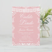 Cielito Lindo Papel Picado Girl Baby Shower 招待状 (スタンド正面)