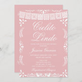 Cielito Lindo Papel Picado Girl Baby Shower 招待状 (正面/裏面)