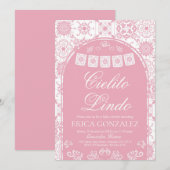 Cielito Lindo Papel Picado Girl Baby Shower Pink 招待状 (正面/裏面)
