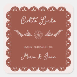 Cielito Lindo Papel Picado Mexican Baby Shower スクエアシール