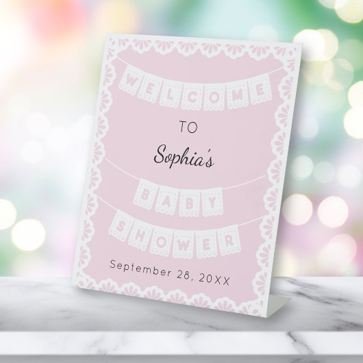 Cielito Lindo Pinkウェルカムベビーシャワー 台座サイン