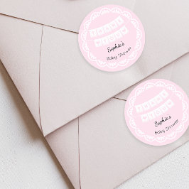 Cielito Lindo Pink赤ちゃんシャワーありがとうステッカー ラウンドシール