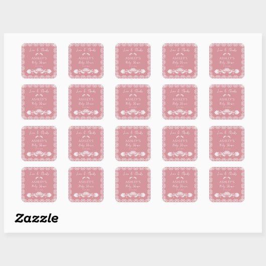 Cielito lindo Pink Mexican baby shower Sticker スクエアシール (シート)