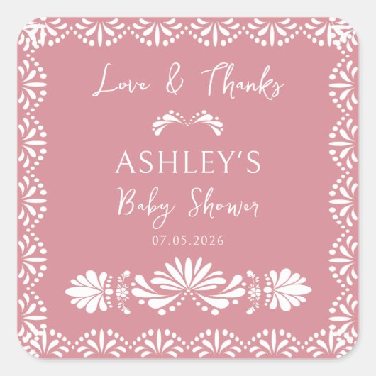 Cielito lindo Pink Mexican baby shower Sticker スクエアシール (正面)