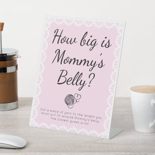 Cielito Lindo Pink Mommy's Belly Baby Shower 台座サイン (インサイチュ)