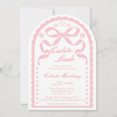Cielito Lindo Pink Papel Picado Girl Baby Shower 招待状 (正面)