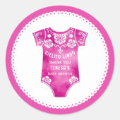 Cielito Lindo pink Thank You girl's baby shower ラウンドシール (正面)