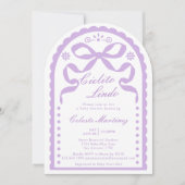 Cielito Lindo Purple Papel Picado Girl Baby Shower 招待状 (正面)