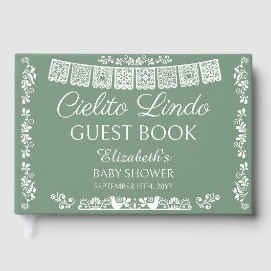 Cielito Lindo Sage Green Baby Shower ゲストブック (正面)