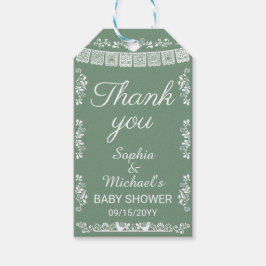 Cielito Lindo Sage Green Papel Picado Baby Shower ギフトタグ