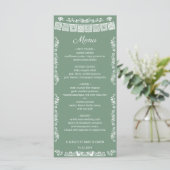 Cielito Lindo Sage Green Papel Picado Baby Shower メニュー (スタンド正面)