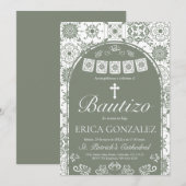 Cielito Lindo Sage Green Talavera  招待状 (正面/裏面)