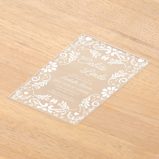 Cielito Lindo Talaveraメキシコかわいい赤ちゃんシャワー アクリル招待状 (レイダウン)