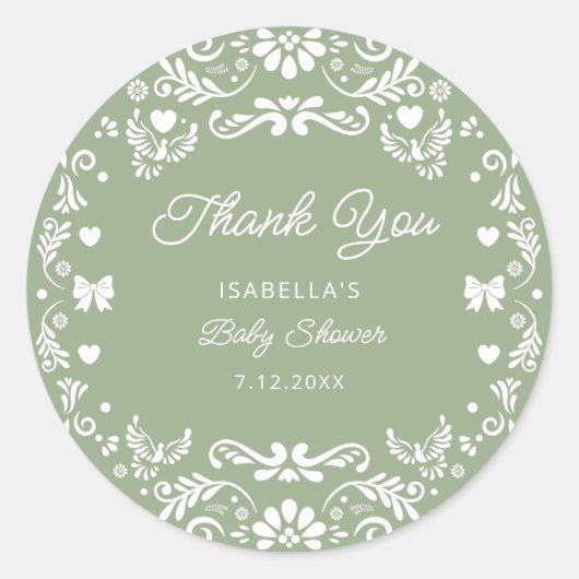 Cielito Lindo Talaveraメキシコのベビーショーありがとう ラウンドシール (正面)