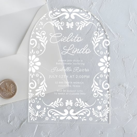 Cielito Lindo Talavera Mexicanベビーシャワー アクリル招待状