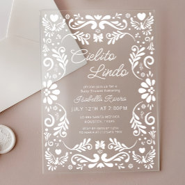 Cielito Lindo Talavera Mexicanベビーシャワー アクリル招待状