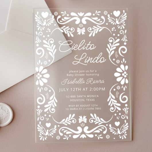 Cielito Lindo Talavera Mexicanベビーシャワー アクリル招待状
