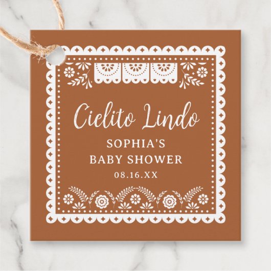 Cielito Lindo Talavera Mexicanベビーシャワー フェイバータグ (正面)