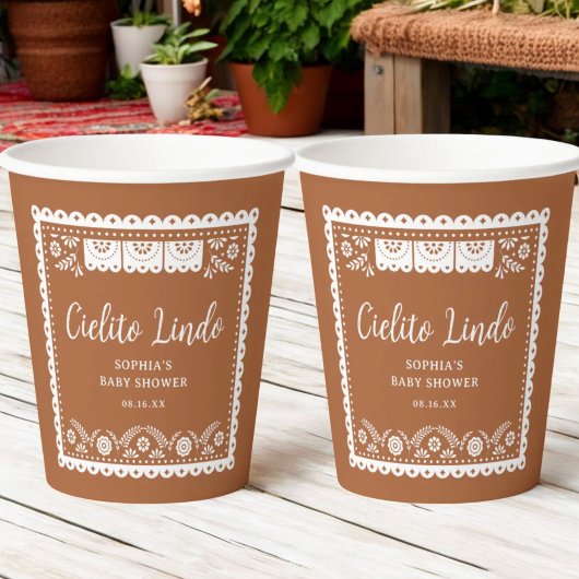 Cielito Lindo Talavera Mexicanベビーシャワー 紙コップ