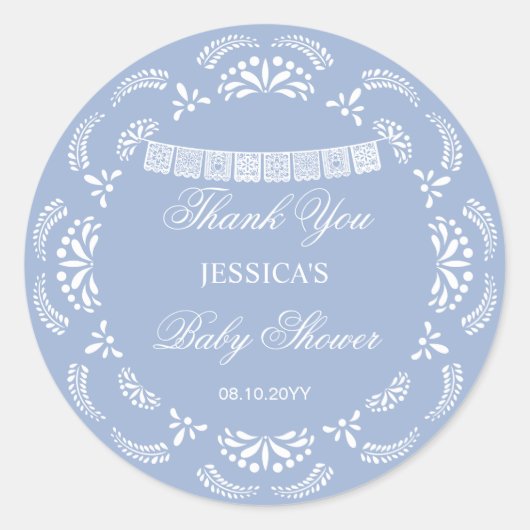 Cielito Lindo Talavera Mexican Boy Baby Shower ラウンドシール (正面)