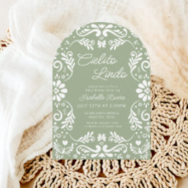 Cielito Lindo Talavera Mexican Green Baby Shower 招待状