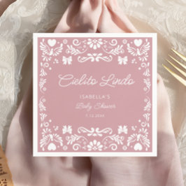 Cielito Lindo Talavera Mexican Pink赤ちゃんシャワー スタンダードカクテルナプキン