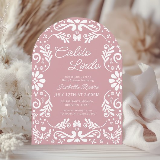 Cielito Lindo Talavera Mexican Pink赤ちゃんシャワー 招待状