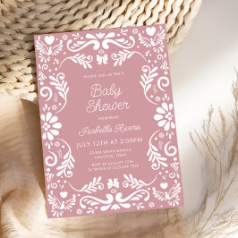 Cielito Lindo Talavera Mexican Pink Baby Shower  招待状