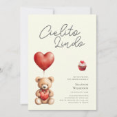 Cielito Lindo teddy heart baby shower 招待状 (正面)