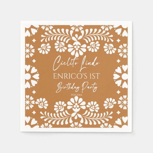 Cielito lindo terracottaメキシコの誕生日カスタム スタンダードカクテルナプキン (正面)