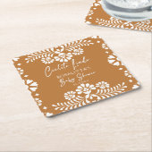 Cielito lindo terracottaメキシコの赤ちゃんシャワーの好意 スクエアペーパーコースター (アングル)