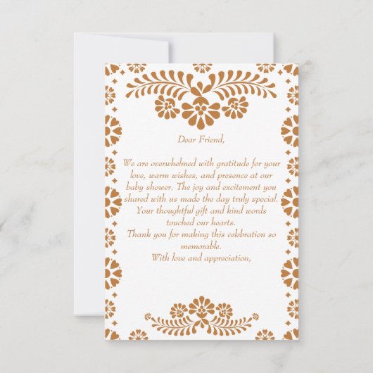 Cielito lindo terracottaメキシコの赤ちゃんシャワー サンキューカード (裏面)