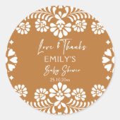 Cielito lindo terracottaメキシコの赤ちゃんシャワー ラウンドシール (正面)