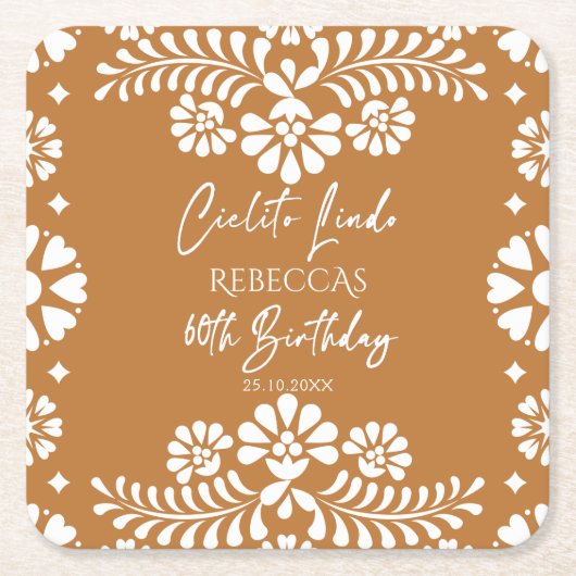 Cielito lindo terracottaメキシコ60歳の誕生日 スクエアペーパーコースター (正面)