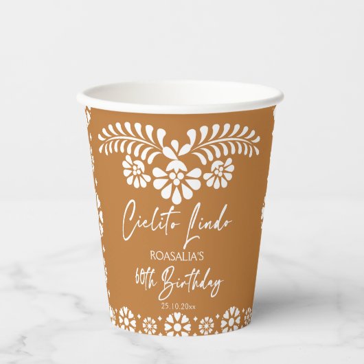 Cielito lindo terracottaメキシコ60歳の誕生日 紙コップ (正面)