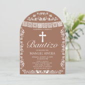 Cielito Lindo Terracotta Boy Bautizo Arch 招待状 (スタンド正面)