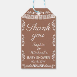 Cielito Lindo Terracotta Papel Picado Baby Shower ギフトタグ