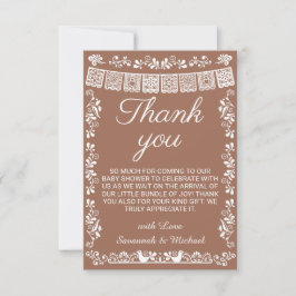 Cielito Lindo Terracotta Papel Picado Baby Shower サンキューカード