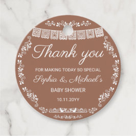 Cielito Lindo Terracotta Papel Picado Baby Shower フェイバータグ